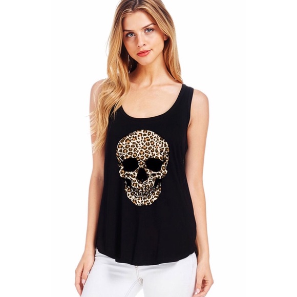 funposhiestyle Tops - Leopard Print Sugar Skull Tank Top